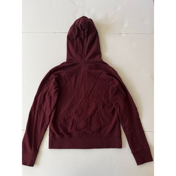 James Perse Cotton-Terry Hoodie Sweatshirt Women 1(S) Maroon Athleisure - Picture 7 of 8